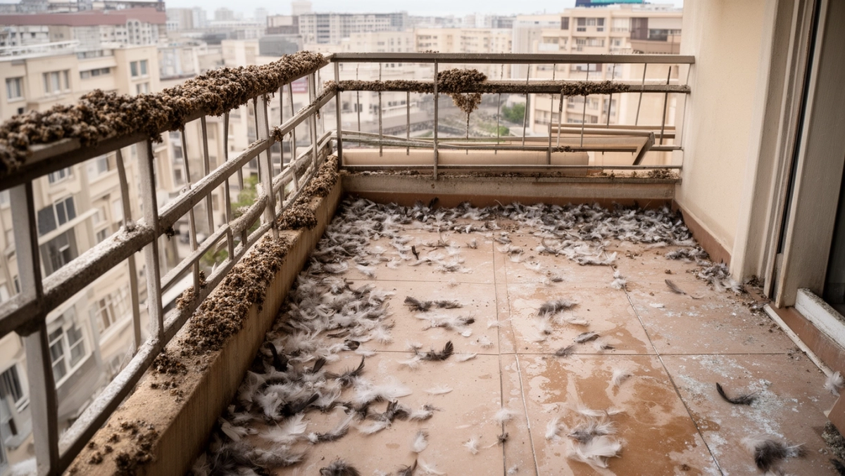 jak posprzątać balkon po gołębiach